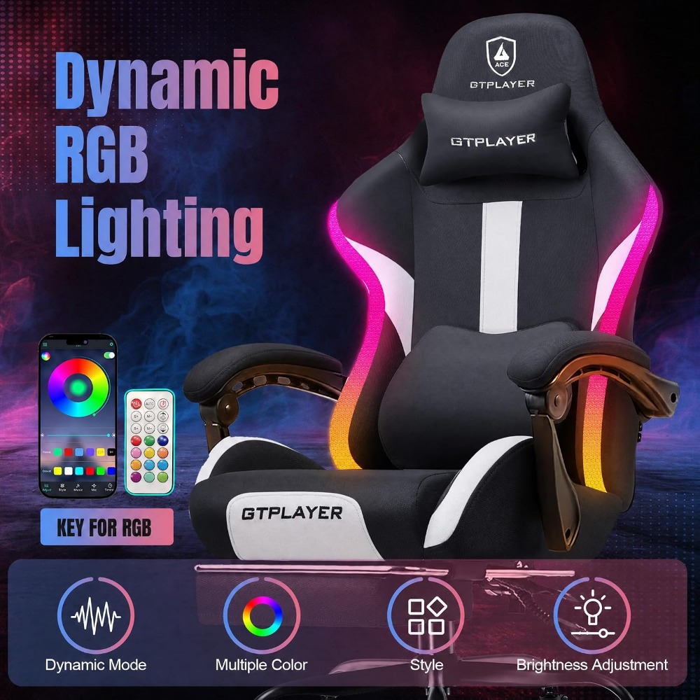 RGB Gamingstoel met voetensteu - Gaming & Esports District recensie en prijs