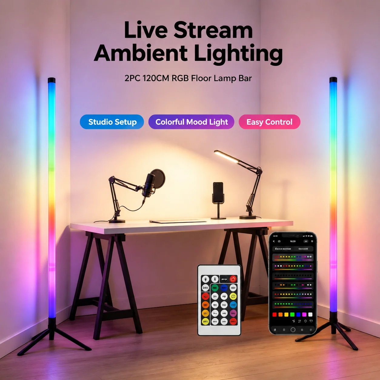 2 stuks 120CM RGB vloerlamp, g - Gaming Esports Esports recensie en prijs